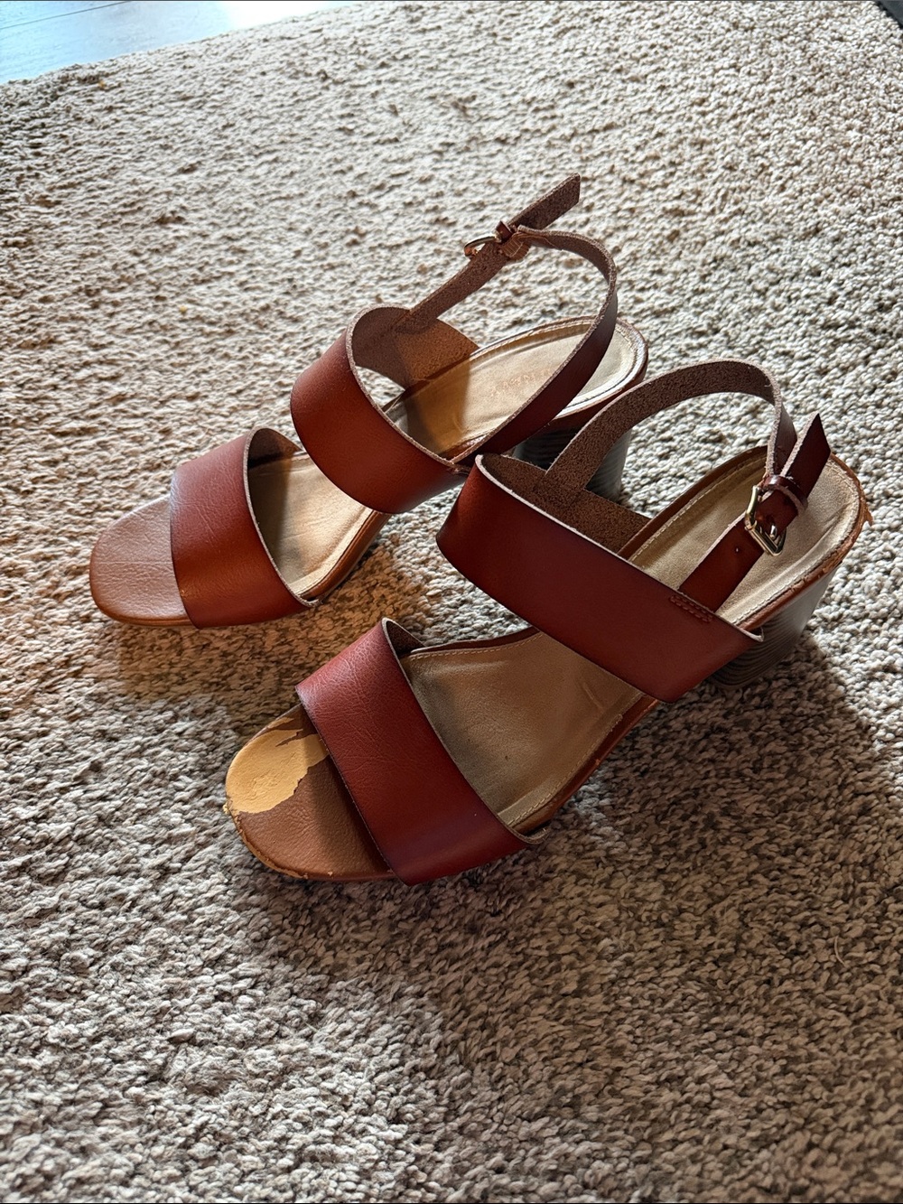 Old Navy Tan/Brown Strappy Block Heel Sandals
